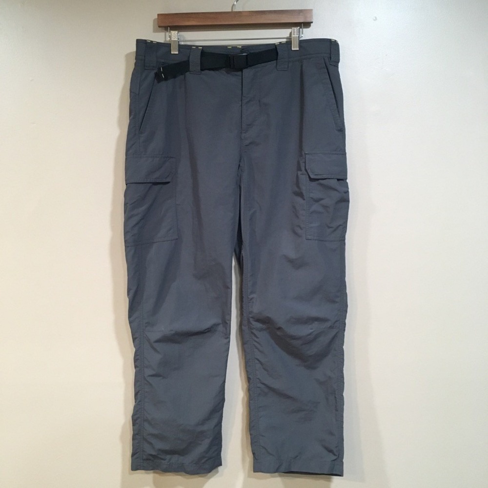 Eddie Bauer Belted Cargo Hiking Pants Mens 38x30 Gray Performance Outdoor Work